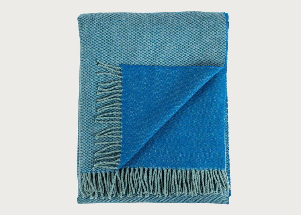 Two Tone Merino Throw Cobalt