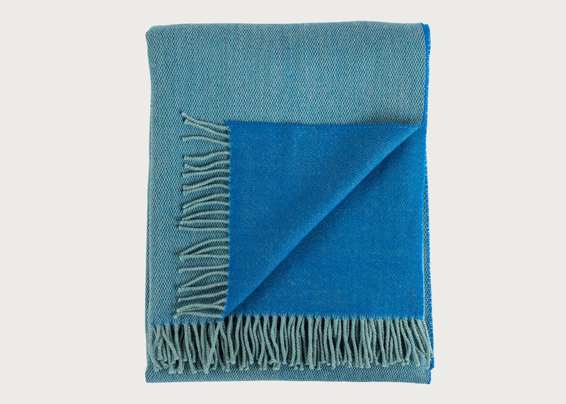 Two Tone Merino Throw Cobalt