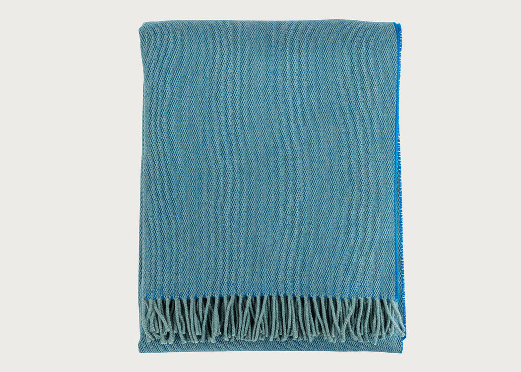 Two Tone Merino Throw Cobalt
