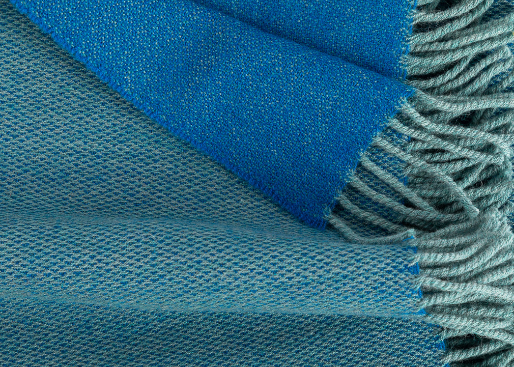 Two Tone Merino Throw Cobalt