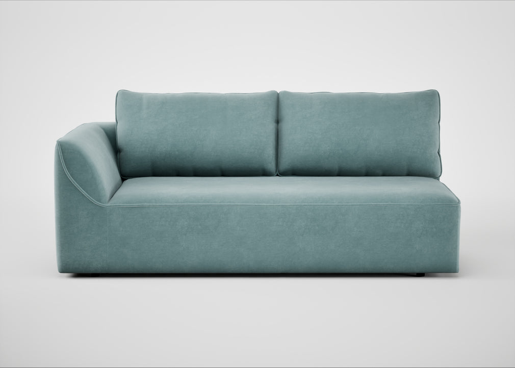 Morven Left Hand Facing 3 Seater Unit Smart Luxe Velvet Mineral Blue