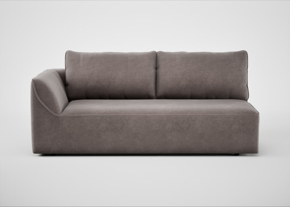 Morven Left Hand Facing 3 Seater Unit Smart Luxe Velvet Mushroom