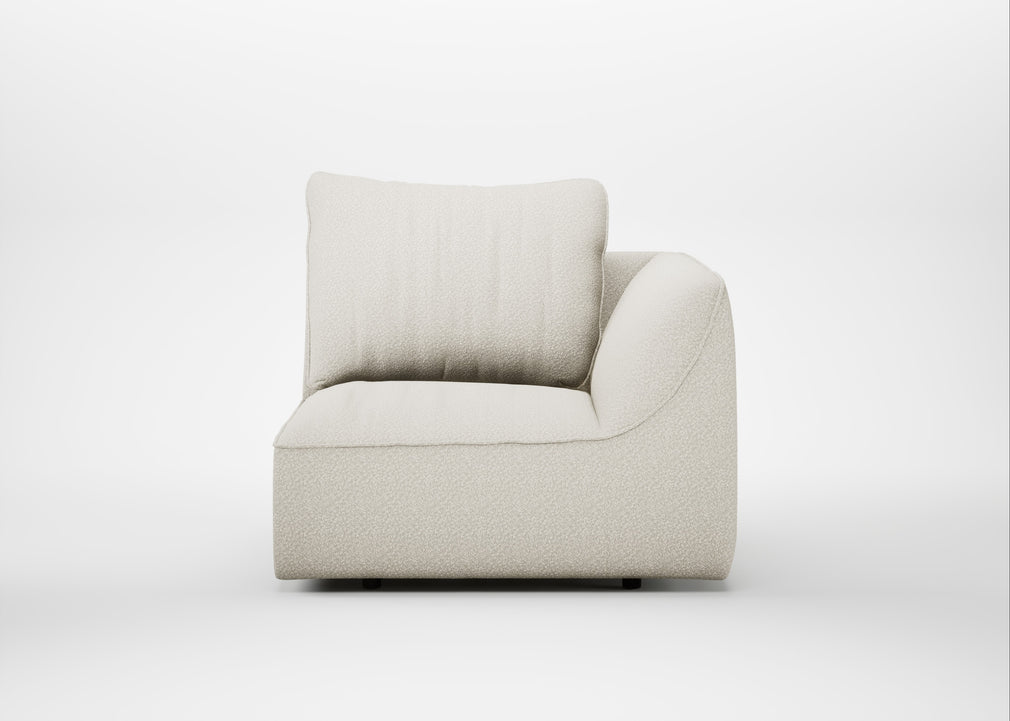 Morven Right Hand Facing Single Unit Chunky Boucle Ecru