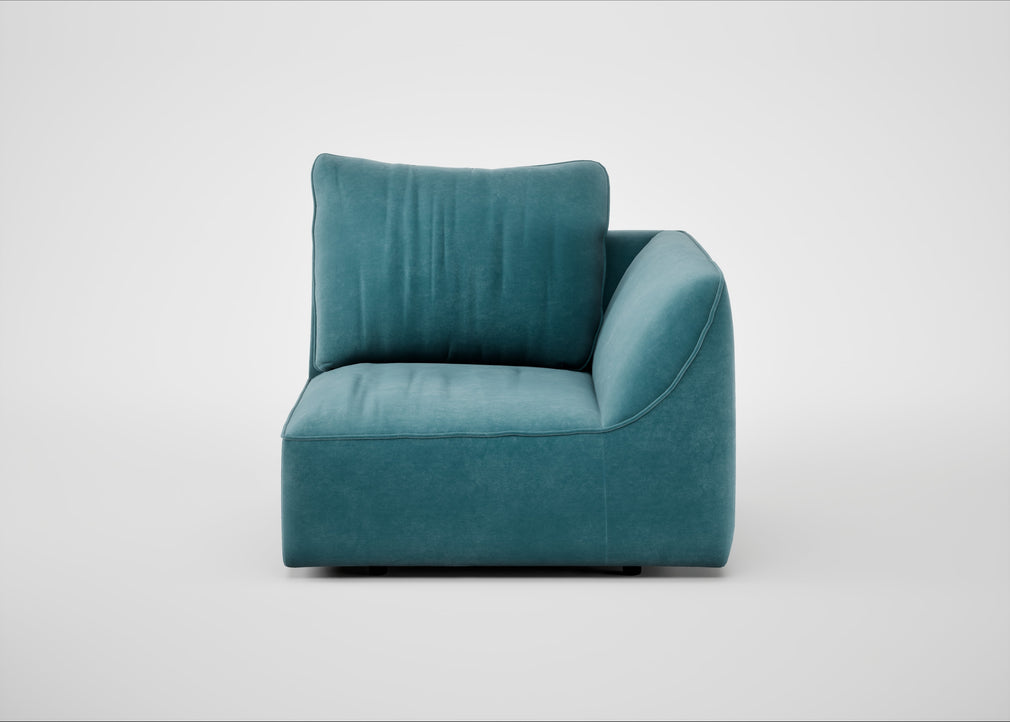 Morven Right Hand Facing Single Unit Smart Luxe Velvet Airforce Blue