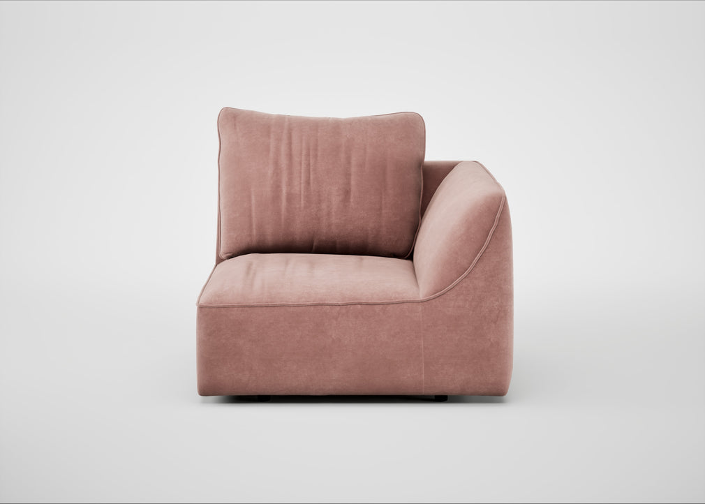 Morven Right Hand Facing Single Unit Smart Luxe Velvet Dusky Pink