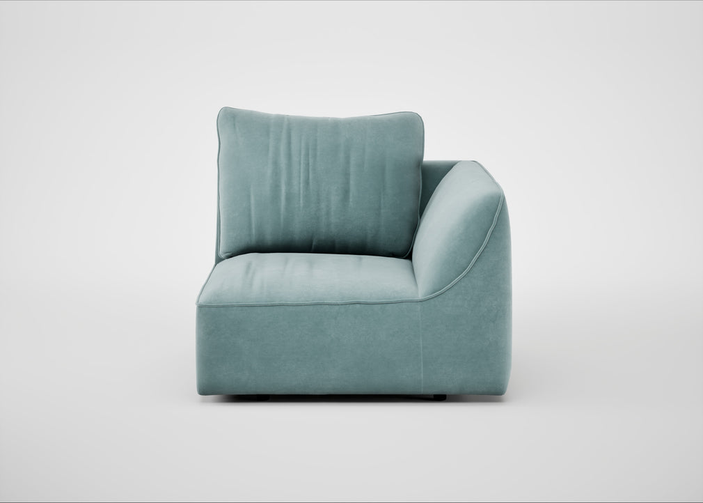 Morven Right Hand Facing Single Unit Smart Luxe Velvet Mineral Blue