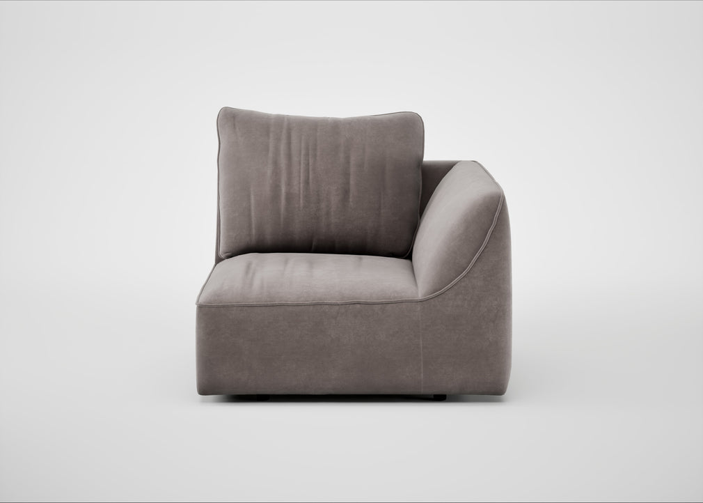 Morven Right Hand Facing Single Unit Smart Luxe Velvet Mushroom