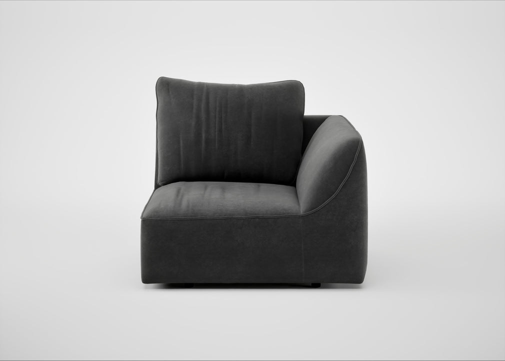 Morven Right Hand Facing Single Unit Smart Luxe Velvet Nickel