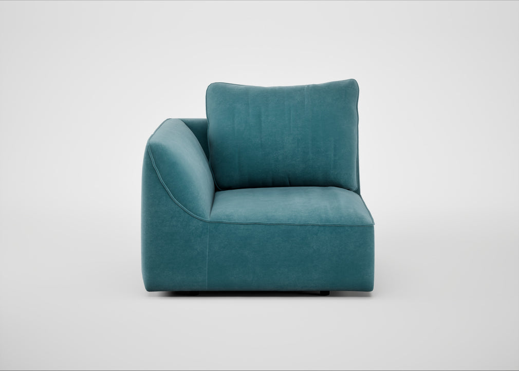 Morven Left Hand Facing Single Unit Smart Luxe Velvet Airforce Blue