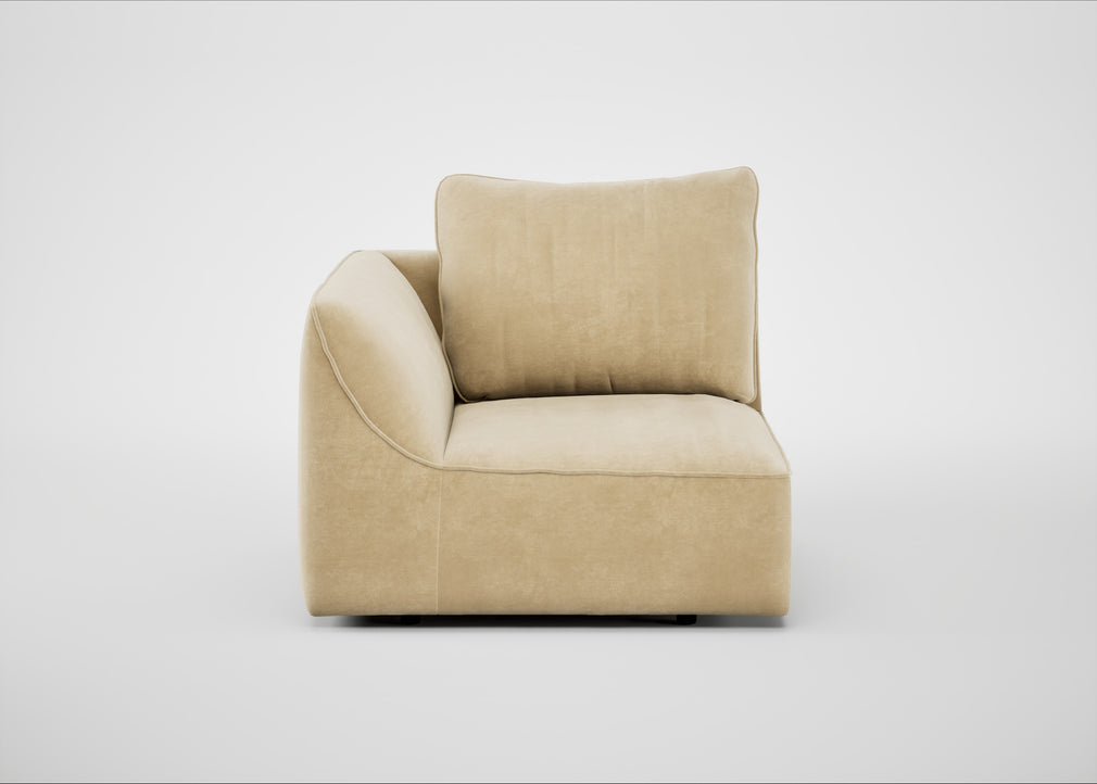 Morven Left Hand Facing Single Unit Smart Luxe Velvet Biscuit