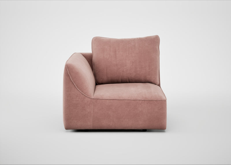 Morven Left Hand Facing Single Unit Smart Luxe Velvet Dusky Pink