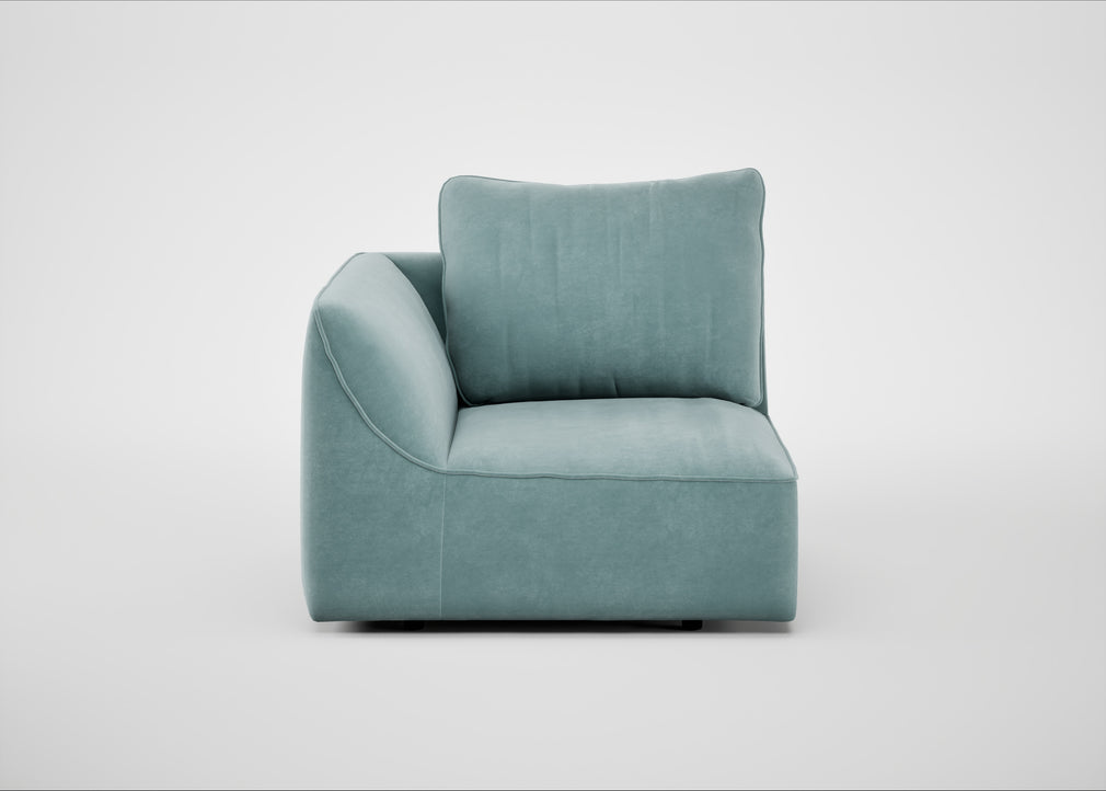 Morven Left Hand Facing Single Unit Smart Luxe Velvet Mineral Blue