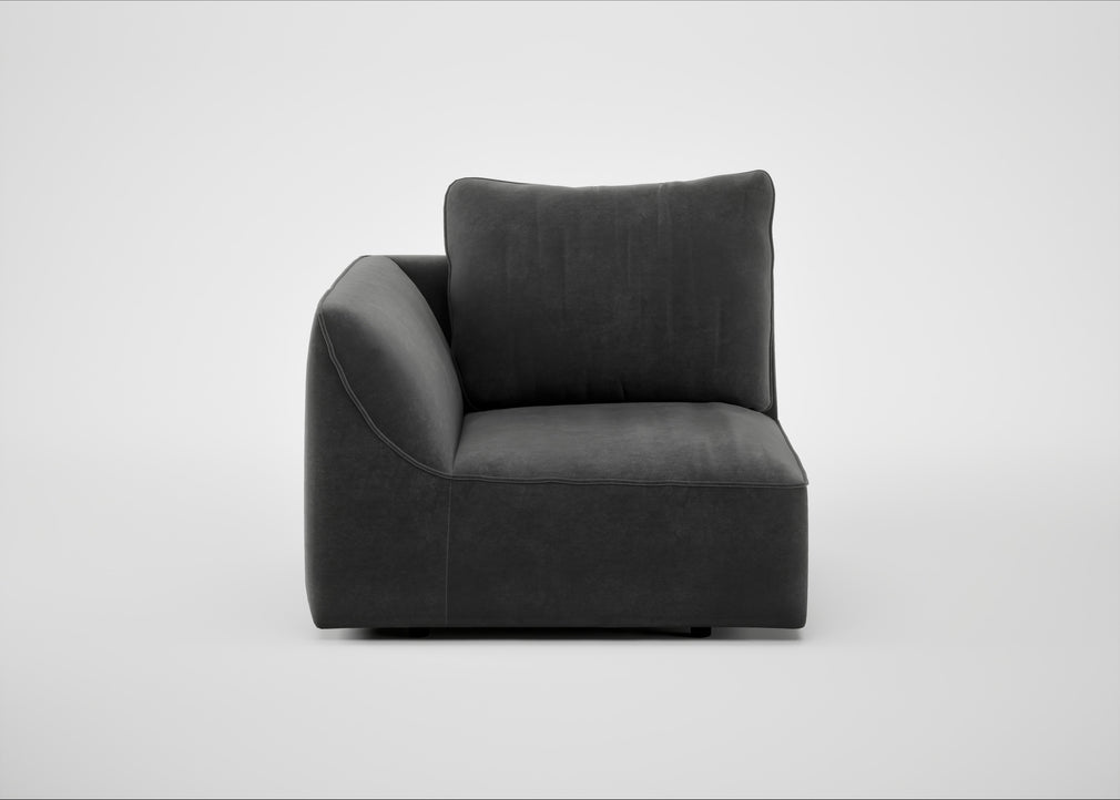 Morven Left Hand Facing Single Unit Smart Luxe Velvet Nickel