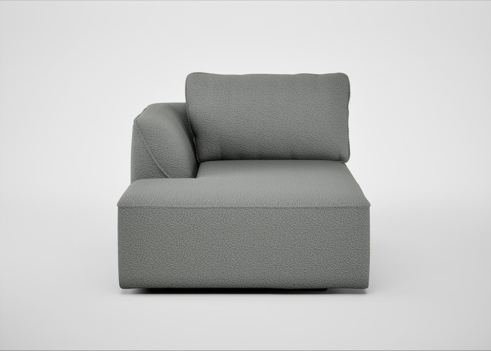 Morven Left Hand Facing Chaise Unit Boucle Steel