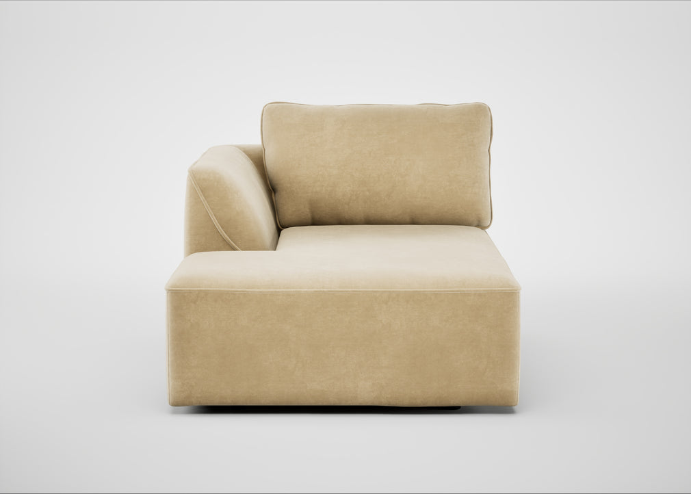 Morven Left Hand Facing Chaise Unit Smart Luxe Velvet Biscuit