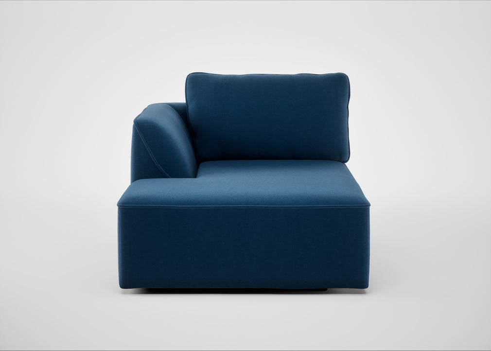 Morven Left Hand Facing Chaise Unit Cotton Velvet Petrol