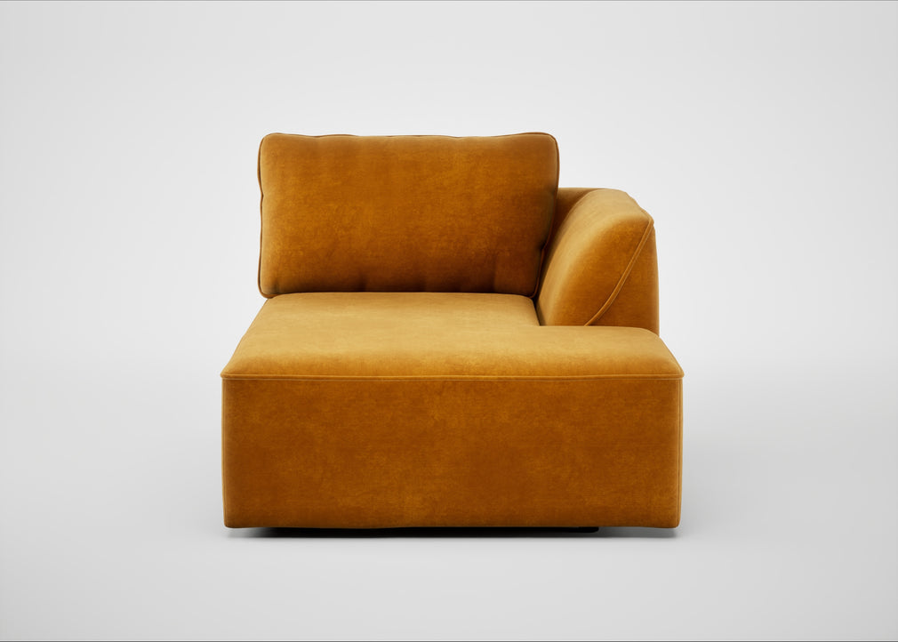 Morven Right Hand Facing Chaise Unit Smart Luxe Velvet Cognac