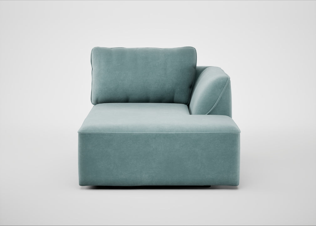 Morven Right Hand Facing Chaise Unit Smart Luxe Velvet Mineral Blue