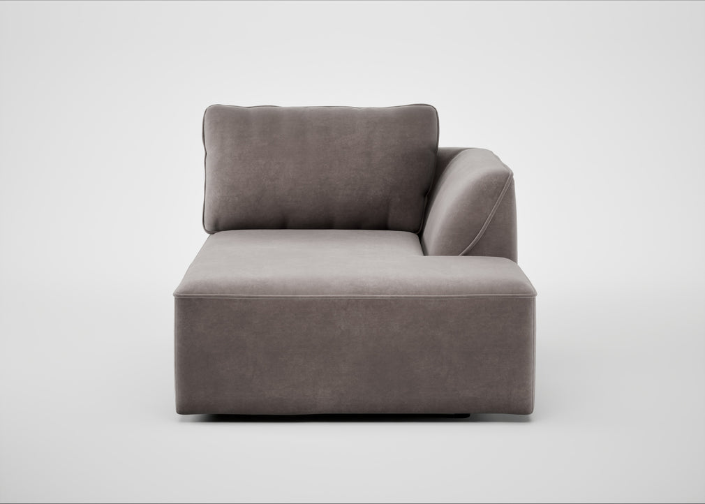 Morven Right Hand Facing Chaise Unit Smart Luxe Velvet Mushroom