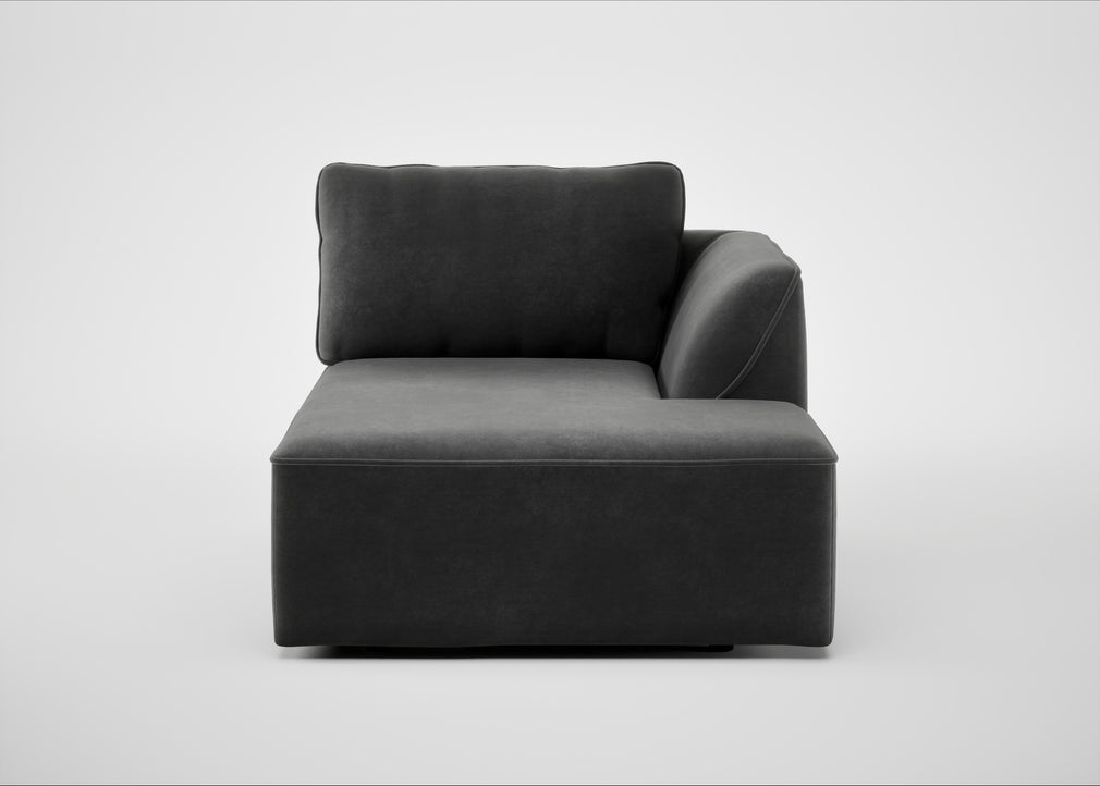 Morven Right Hand Facing Chaise Unit Smart Luxe Velvet Nickel