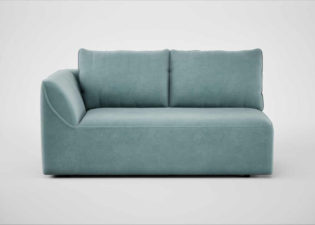 Morven Left Hand Facing 2 Seater Unit Smart Luxe Velvet Mineral Blue