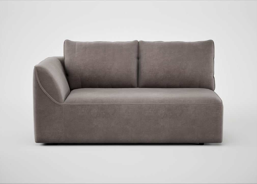 Morven Left Hand Facing 2 Seater Unit Smart Luxe Velvet Mushroom