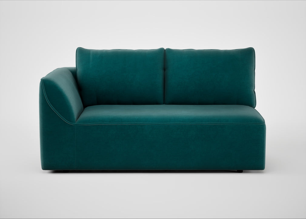 Morven Left Hand Facing 2 Seater Unit Smart Luxe Velvet Ocean Green