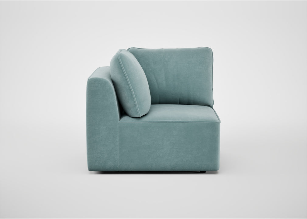 Morven Corner Unit Smart Luxe Velvet Mineral Blue