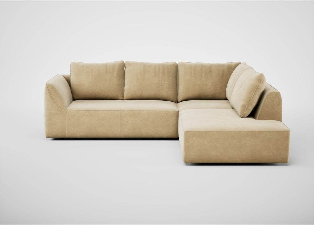 Morven Right Hand Facing Large Corner Sofa Smart Luxe Velvet Biscuit