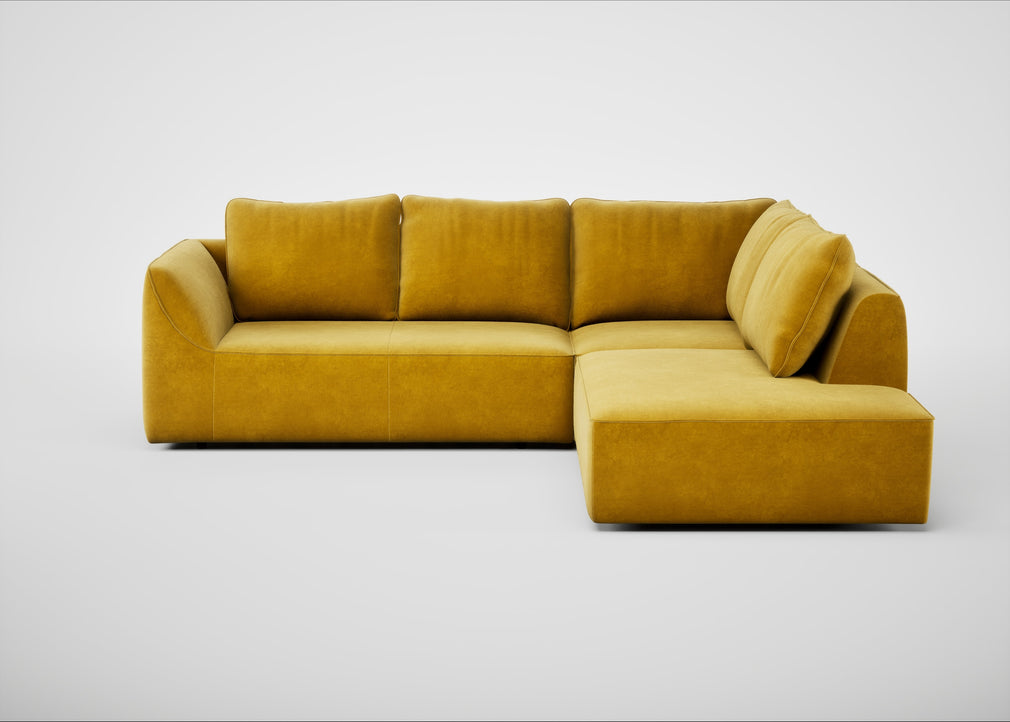 Morven Right Hand Facing Large Corner Sofa Smart Luxe Velvet Canary