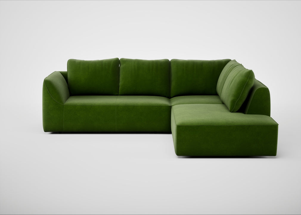 Morven Right Hand Facing Large Corner Sofa Smart Luxe Velvet Grass