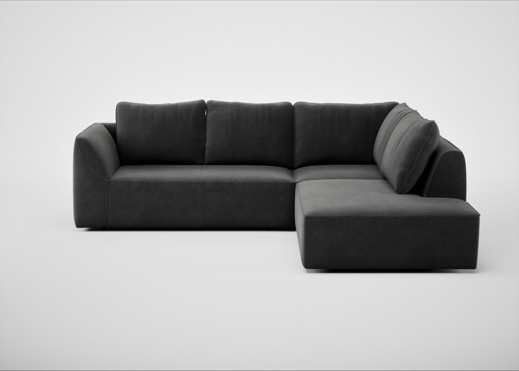 Morven Right Hand Facing Large Corner Sofa Smart Luxe Velvet Nickel