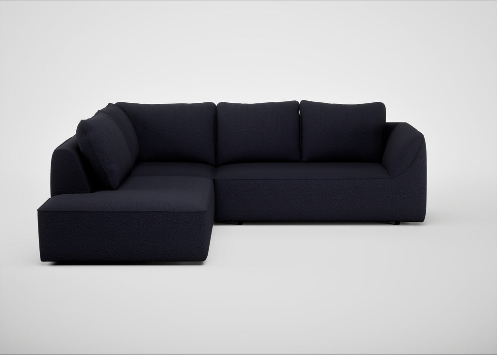 Morven Left Hand Facing Large Corner Sofa Boucle Indigo