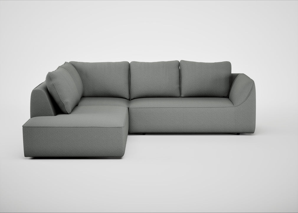 Morven Left Hand Facing Large Corner Sofa Boucle Steel
