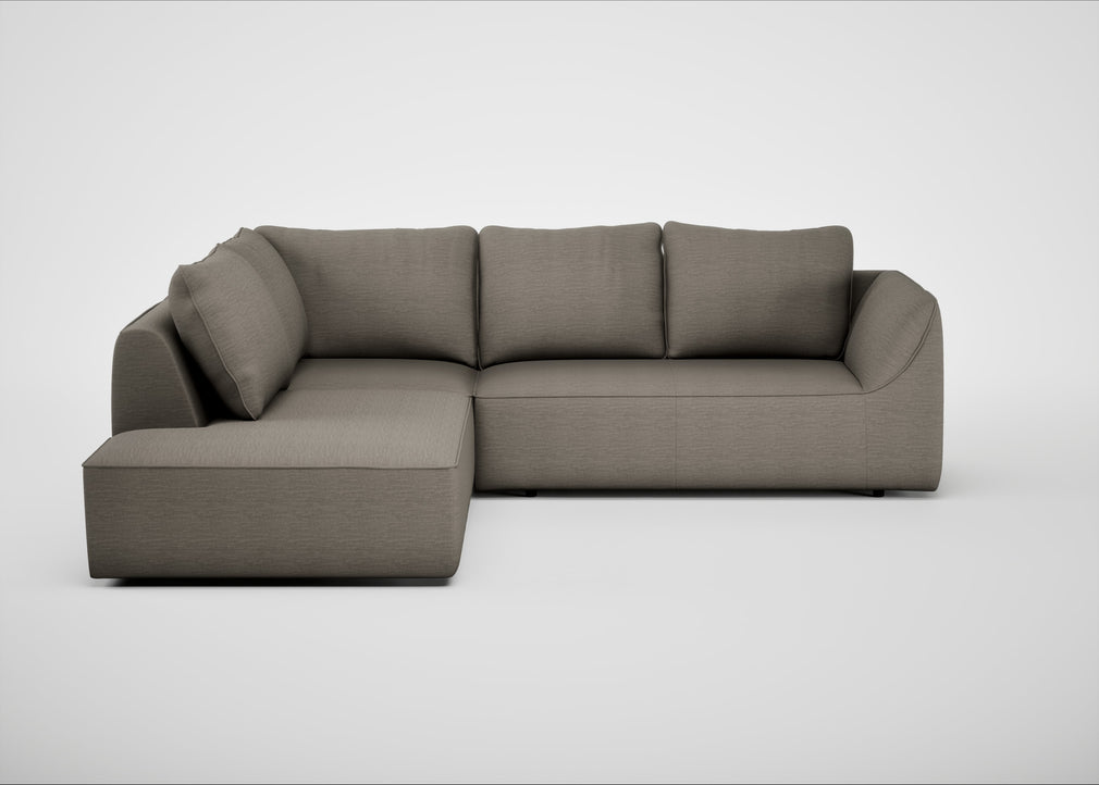 Morven Left Hand Facing Large Corner Sofa Broad Weave Pebble