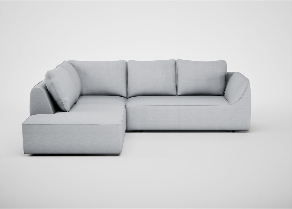 Morven Left Hand Facing Large Corner Sofa Broad Weave Tin