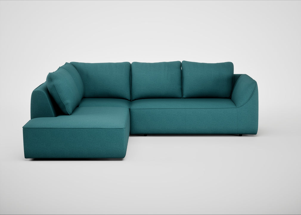 Morven Left Hand Facing Large Corner Sofa Brushed Cotton Cadet