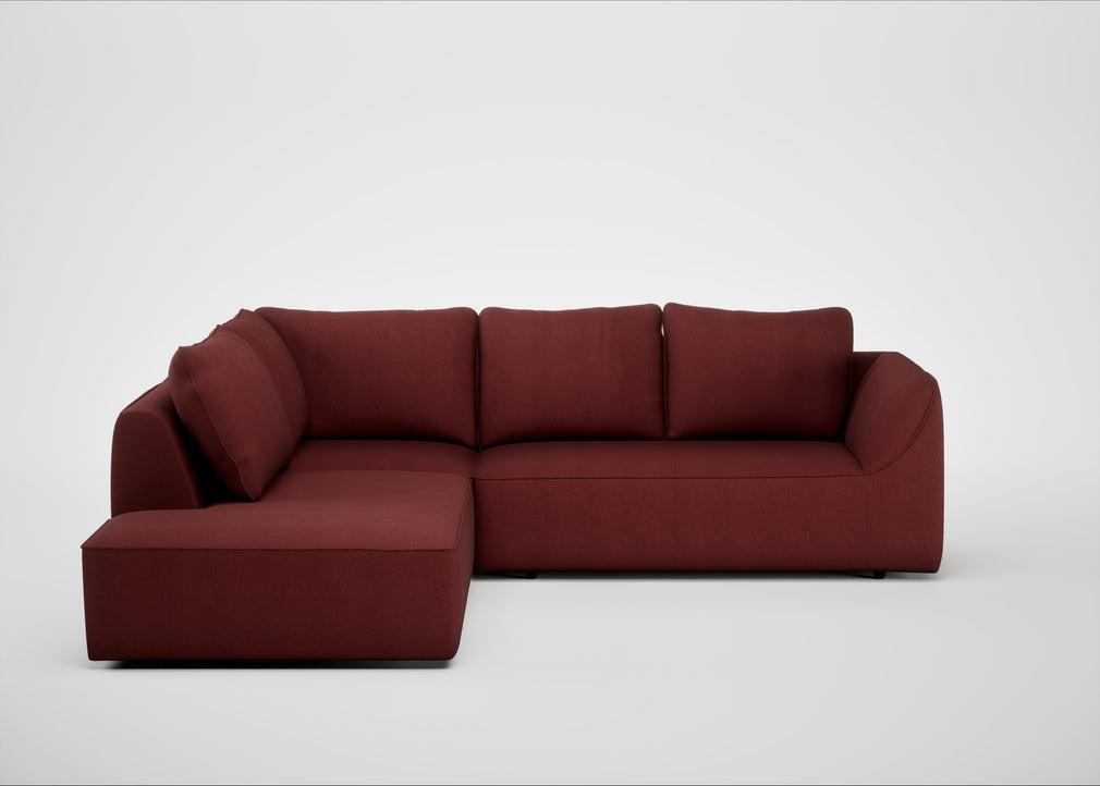Morven Left Hand Facing Large Corner Sofa Capelo Linen-Cotton Etruscan Red