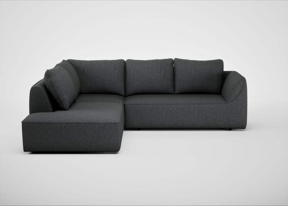 Morven Left Hand Facing Large Corner Sofa Melton Wool Granite