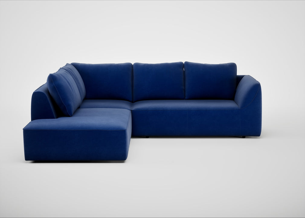Morven Left Hand Facing Large Corner Sofa Smart Luxe Velvet Azure