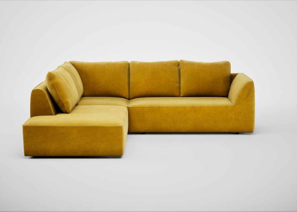 Morven Left Hand Facing Large Corner Sofa Smart Luxe Velvet Canary