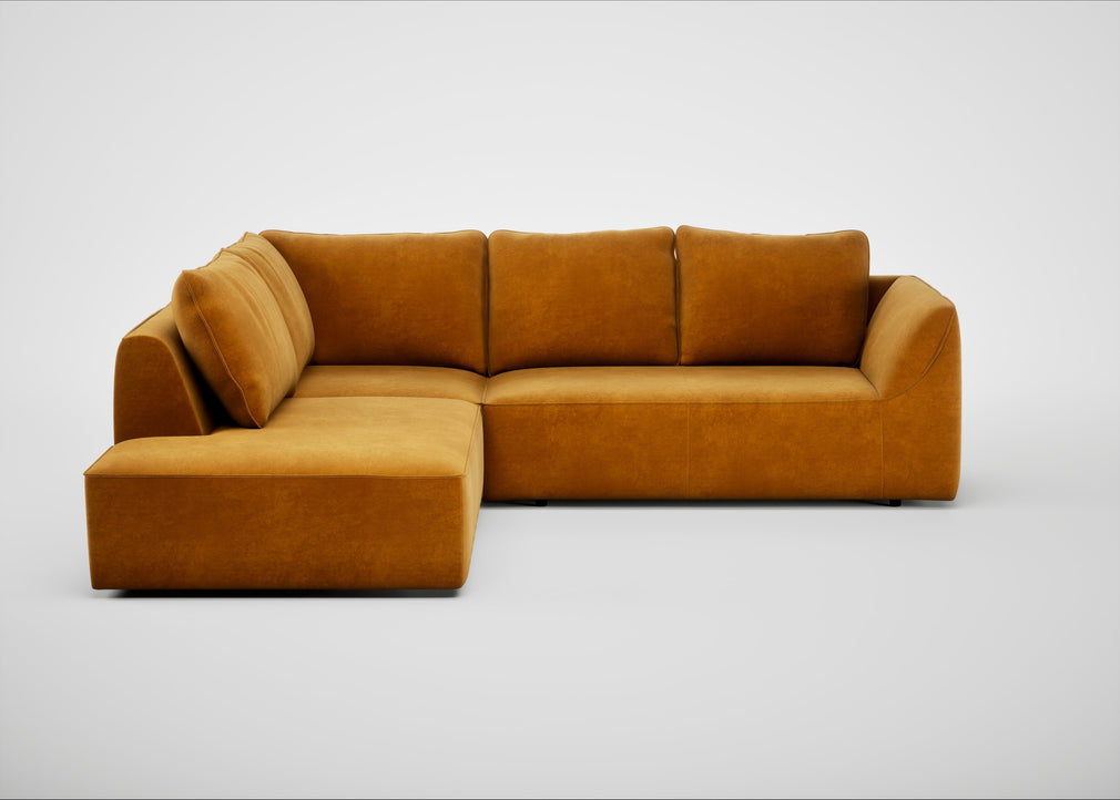 Morven Left Hand Facing Large Corner Sofa Smart Luxe Velvet Cognac