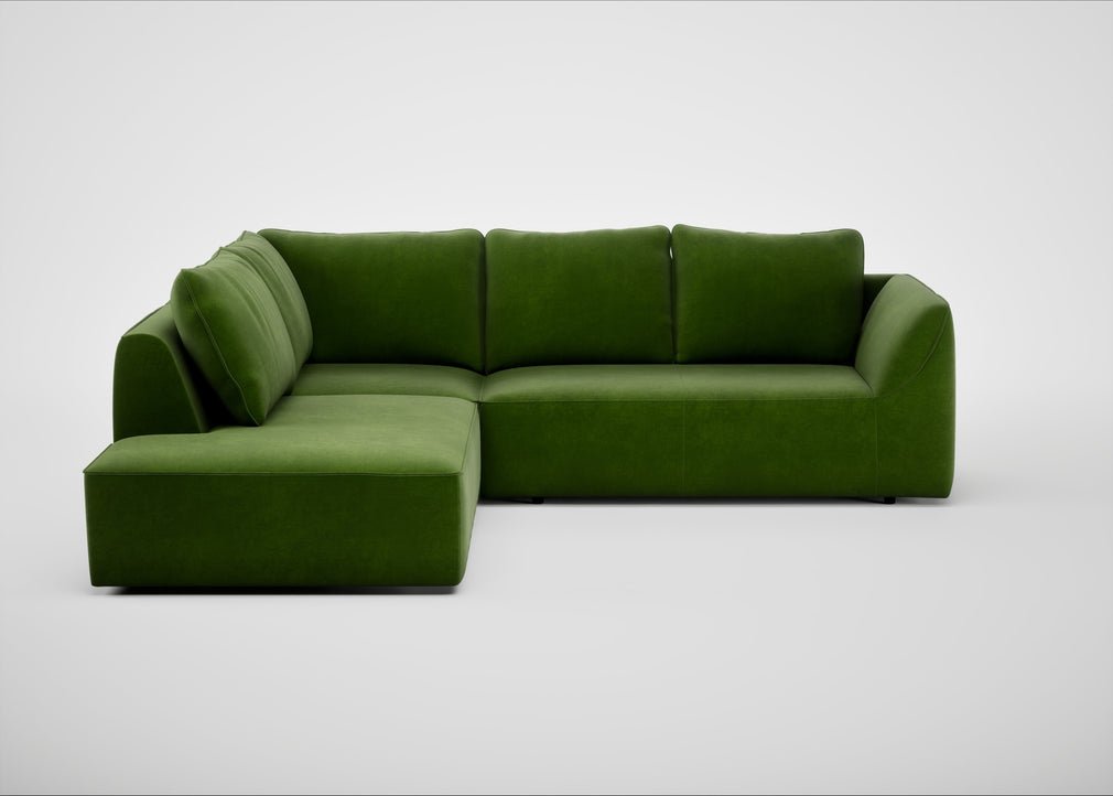 Morven Left Hand Facing Large Corner Sofa Smart Luxe Velvet Grass
