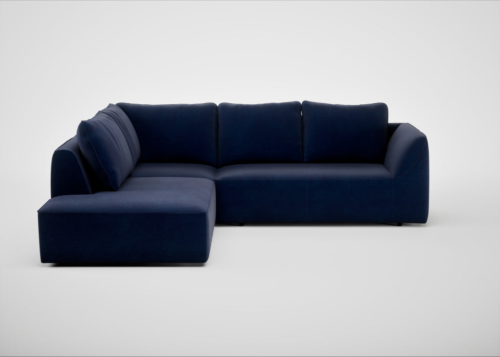 Morven Left Hand Facing Large Corner Sofa Smart Luxe Velvet Midnight