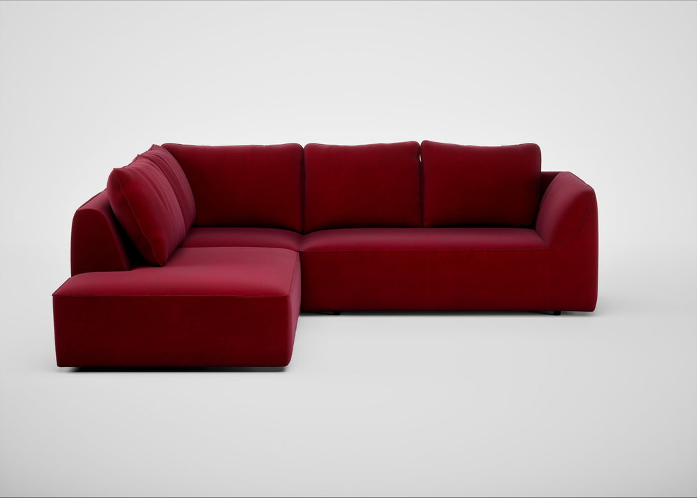 Morven Left Hand Facing Large Corner Sofa Smart Luxe Velvet Mulberry