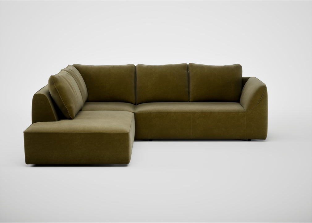 Morven Left Hand Facing Large Corner Sofa Smart Luxe Velvet Peridot