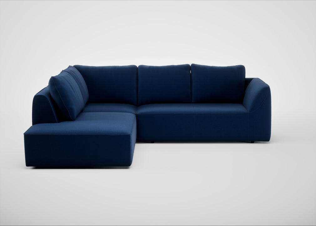 Morven Left Hand Facing Large Corner Sofa Cotton Velvet Midnight
