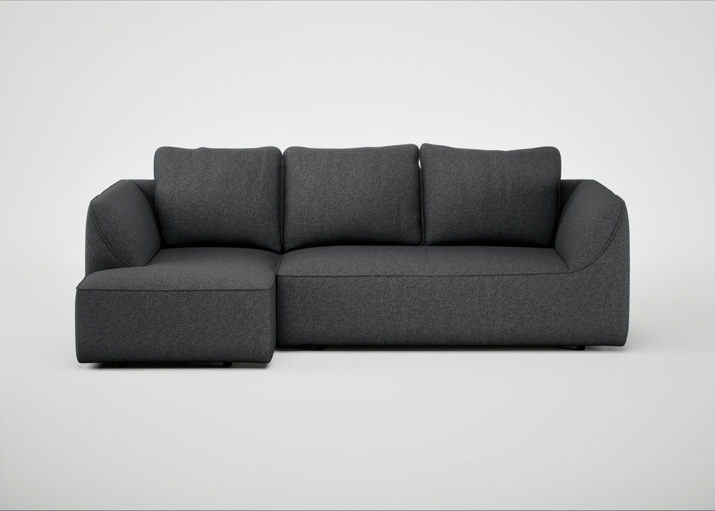 Morven Left Hand Facing Corner Chaise Sofa Melton Wool Granite