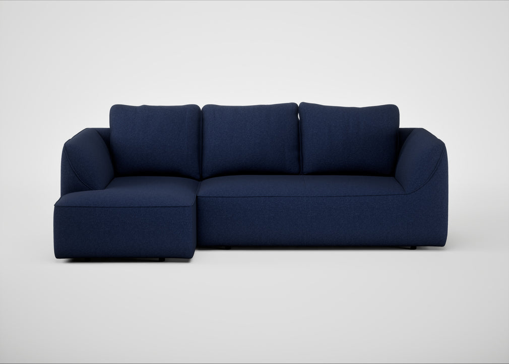 Morven Left Hand Facing Corner Chaise Sofa Melton Wool New Navy