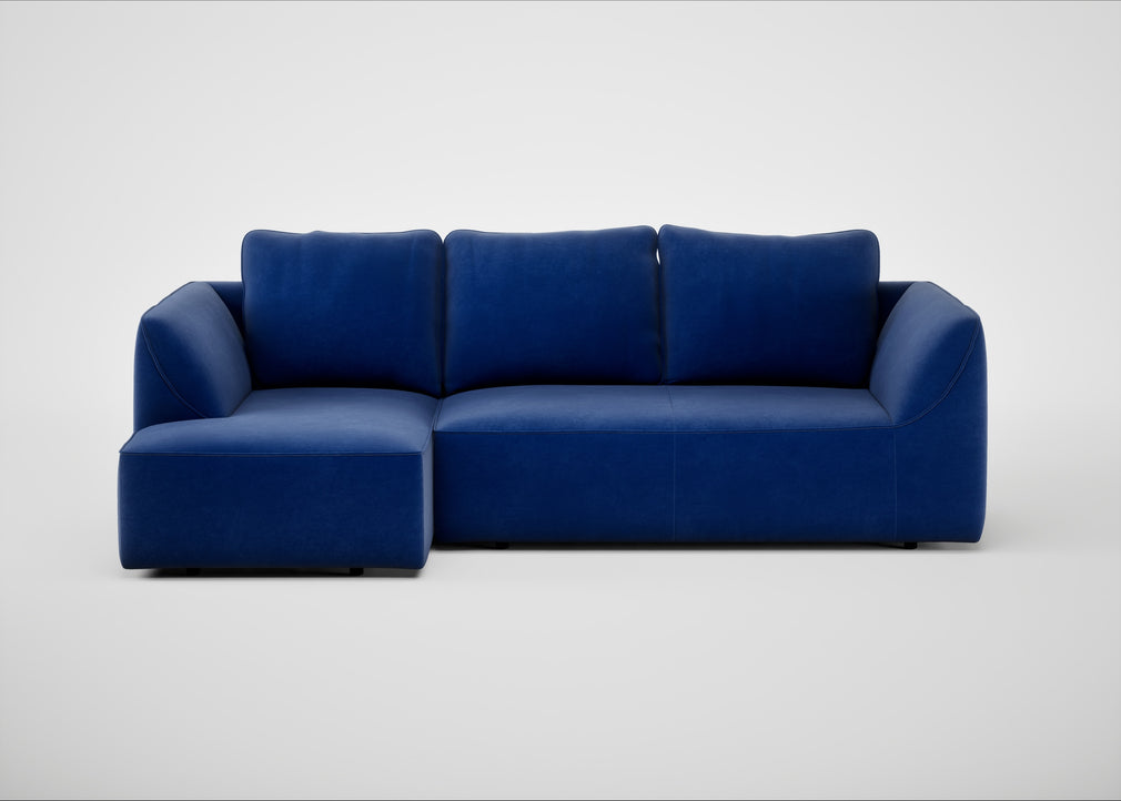 Morven Left Hand Facing Corner Chaise Sofa Smart Luxe Velvet Azure